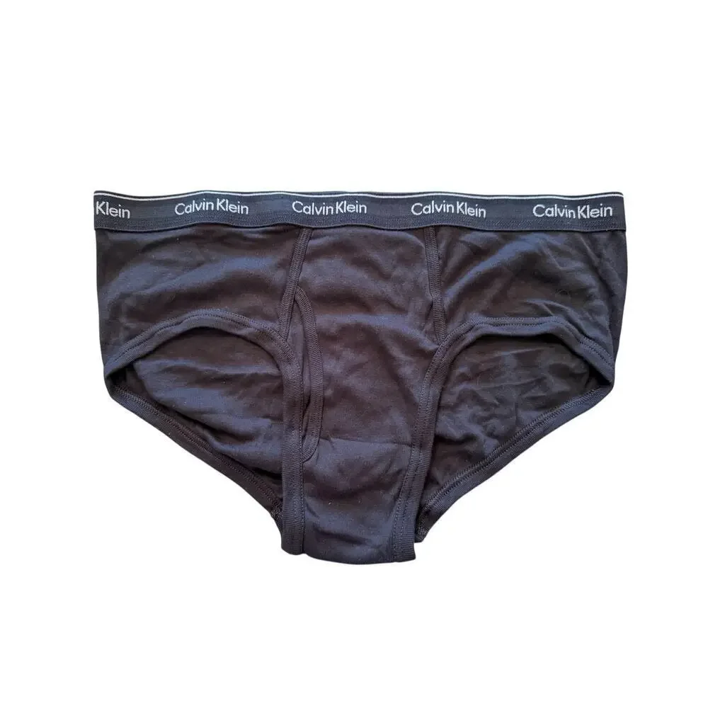 Calvin Klein Men's Black Cotton Classic Fit Brief Underwear Size XL Pack of 2